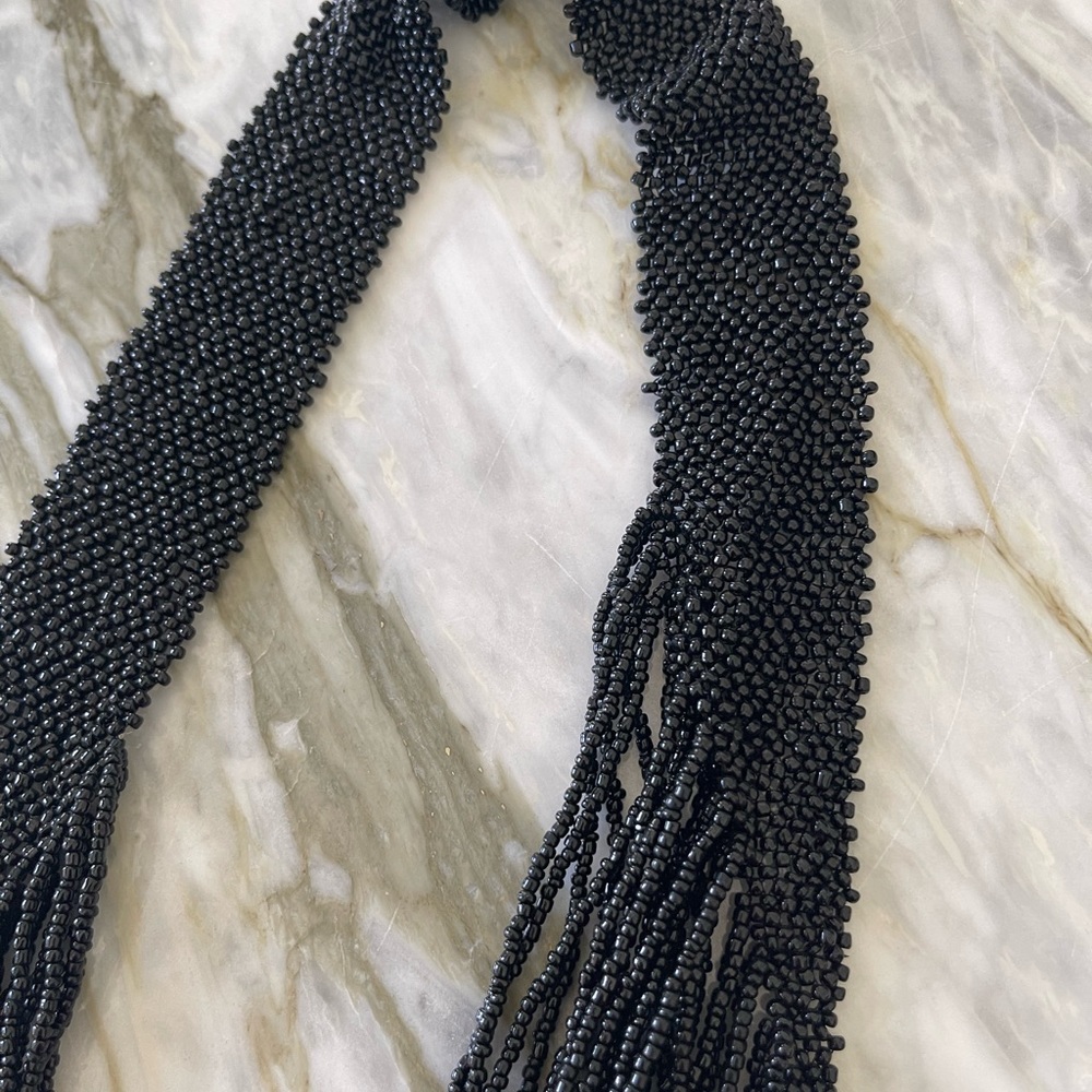 Black Beaded Multi Strand Super Statement Necklace - image 3